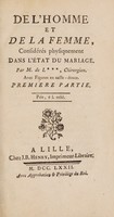 view De l'homme et de la femme : considérés physiquement dans l'état du mariage / par M. de L * * *, Chirurgien. Avec figures en taille-douce.