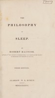 view The philosophy of sleep / Robert Macnish.