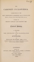 view A treatise on the geography and classification of animals / By William Swainson.