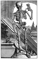 view M0000422: Anatomical figure: skeleton, 17th century, from Choulant: <i>History and bibliography of anatomic illustration</i>