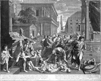 view M0000787: The plague of the Philistines at Ashdod. Engraving by Picart (1632-1721)