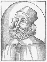 view M0000757: Woodcut of Galen of Pergamon (129-c.200), Roman physician and surgeon / M0000758: Portrait of Rufus of Epheus, from Zsamboki: <i>Veterum aliquot ac recentium medicorum philosophorumque icones</i> (1603)