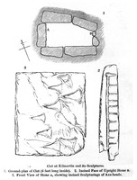 view M0001036: Line drawing of a burial cist and its sculptures at Kilmartin, Scotland