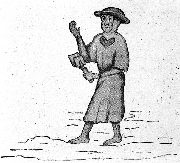 M0001065: Leper in costume with clapper