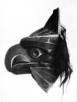 view M0001018: North American mask representing a bird with hair