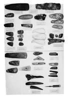 view M0001191: Display of Neolithic and modern chisels