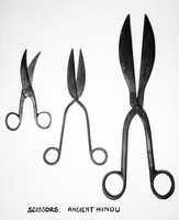 view M0001237: Three pairs of ancient Hindu scissors