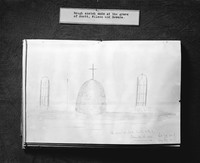 view M0000977: Rough sketch made of the grave of Scott, Wilson, and Bowers, on display