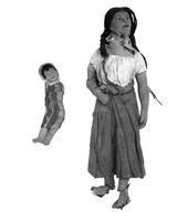 view M0001573: Photograph of two doll amulets to protect against cholera and plague