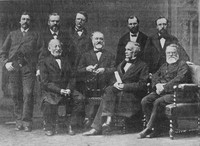 view M0001329: Half-tone reproduction of a photograph of a group of Jury Cinchonologique du Congrès International Botanique, Amsterdam, April, 1877