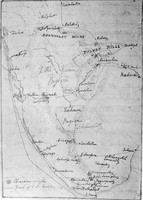 view M0001386: Reproduction of a facsimile of a hand-sketched map of South India by Sir Clements R. Markham, 1865