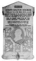 view M0001432: Reproduction of a photograph of the memorial tablet of Sir Joseph Dalton Hooker (1817-1911), British botanist and explorer, which is located in St. Anne's Church, Kew, London