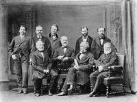 view M0001369: Reproduction of a photograph of the Group of Jury Cinchonologique du Congrès International Botanique, Amsterdam, April, 1877