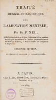 view Traité médico-philosophique sur l'aliénation mentale, ou la manie / Par Ph. Pinel.