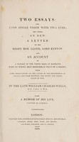 view Two essays: one upon single vision with two eyes; the other on dew / A letter to the Right Hon. Lloyd, Lord Kenyon [on the case of Dr. Stanger], and an account of a female of the white race of mankind, part of whose skin resembles that of a negro; with some observations on the causes of the differences in colour and form between the white and negro races of men. By the late William Charles Wells ... With a memoir of his life, written by himself.