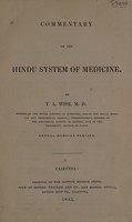 view Commentary on the Hindu system of medicine / by T.A. Wise.