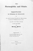 view M0001753: Reproduction of the title page from Ueber Haemoglobin und Chinin by Mathias Muller, 1872