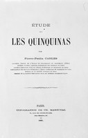 view M0001793: Reproduction of the title page from "Étude sur les quinquinas", 1871