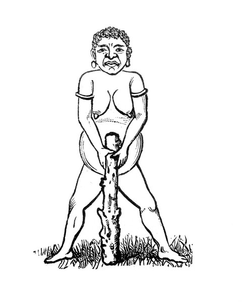 M0001871: Book illustration depicting one of the stages of childbirth