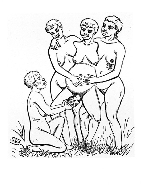 M0001874: Book illustration depicting the late stage of childbirth