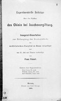 view M0001786: Reproduction of the title page from "Experimentelle Beiträge über den Einfluss des Chinin bei Jauchevergiftung", 1868