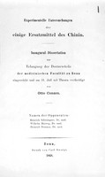 view M0001783: Reproduction of the title page from Experimentelle Untersuchungen über einige Ersatzmittel des Chinin by Otto Conzen, 1868