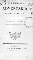 view M0001744: Reproduction of the title page from Adversaria medico practica, 1779