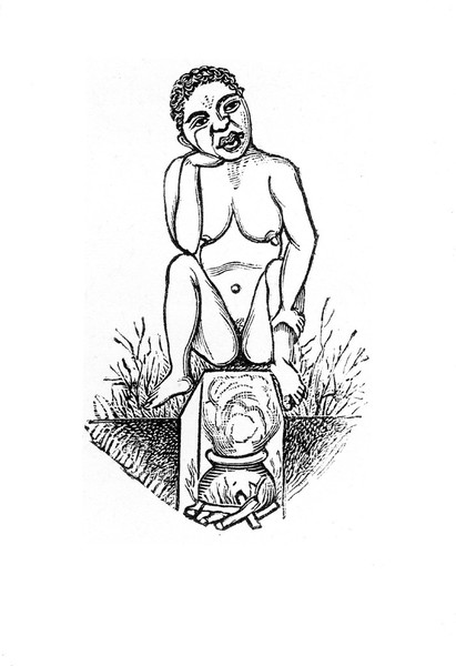 M0001865: Book illustration depicting one of the stages of childbirth