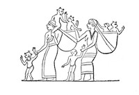 view M0001886: Book illustration depicting "Ethiopian women carrying their children in baskets, after a painting by Thebes"