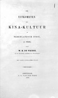 view M0001803: Reproduction of the title page from De uitkomsten der kina-kultur in Nederlandsch Indië in 1856 by W. H. de Vriese, 1857