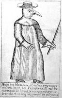 view M0002803: Four illustrations of Plague Doctors