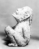 view M0003313: Side view of a statuette of Tlazolteotl, an Aztec goddess of fertility