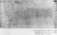 view M0003246: Sir Christopher Wren's Final Plan for rebuilding the City of London, 1666