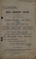 view Sales catalogue: G.W. Taylor