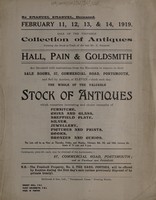 view Sales catalogue: Hall, Pain & Goldsmith