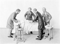 view M0003459: Diorama of group of men performing a listerian operation