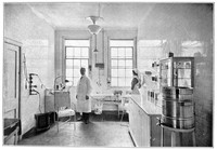 view M0003522: Interior of a first-aid room and rest room