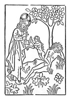 view M0003799: Woodcut "The Birth of Eve," 15th century