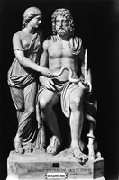 view M0003962: Sculpture of Aesculapius and Hygeia