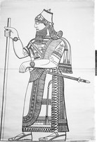 view M0004417: Drawing of an Assyrian king