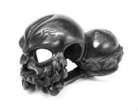 view M0004072: Wooden Netsuke skull, Japan