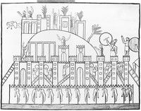 view M0004426: Drawing of Assyrians storming a fortress