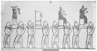 view M0004435: Drawing of idols carried by Assyrian warriors