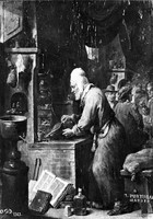 view M0005188: Alchemist at work in his laboratory