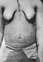 view M0005673: Two photographs of scarified Tiv women, Katsina-Ala, Nigeria