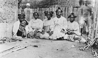 view M0005697: A group of women from Tsimalotos, Madagascar showing styles of hair-dressing