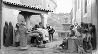 view M0005021: Diorama of Ambroise Pare tying a ligature at the Seige of Metz