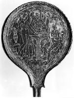 view M0004978: Engraved mirror showing women at their toilet