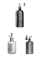 view M0005401: Illustrations of three Bloxhams improved graduated chloroform drop bottles, 1895