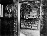 view M0005463: Interior of an apothecary's shop, 17th century